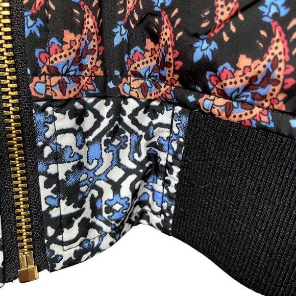 RAFAELLA Weekend Jacket Size Large Black Boho Print Zip Front Bomber Sportswear - Picture 8 of 10